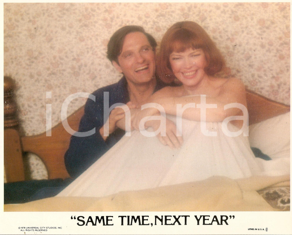 Fotografia d epoca originale 1978 SAME TIME NEXT YEAR Alan ALDA Ellen BURSTYN laughing in bed Foto seriale 1