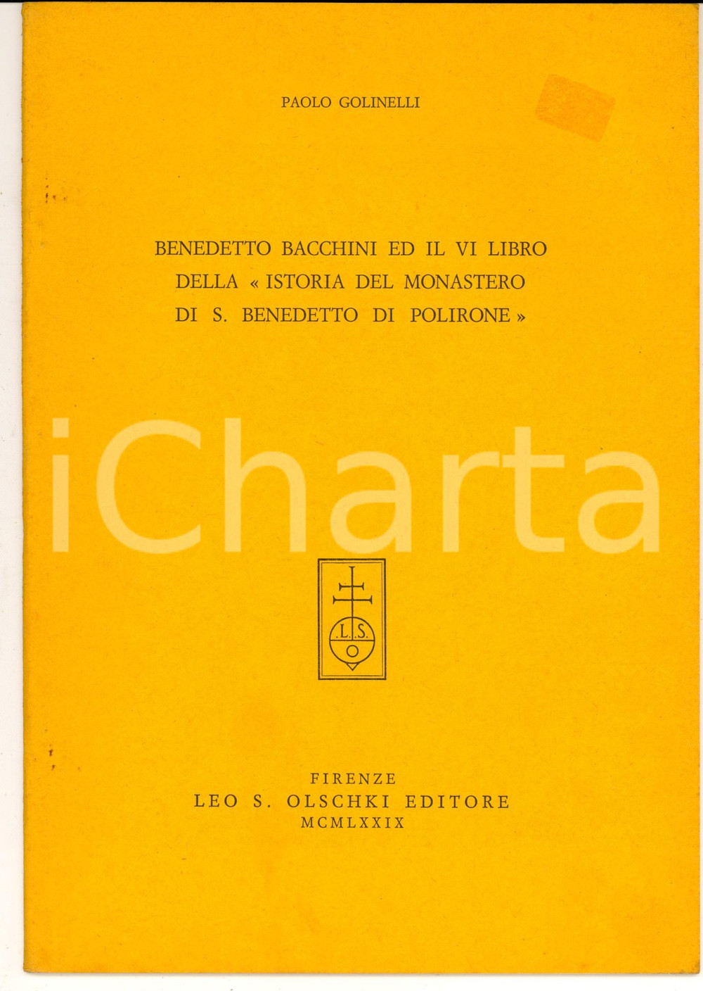Libro, pubblicazione d epoca 1974 Paolo GOLINELLI Benedetto Bacchini ed il VI libro Istoria del monastero 1