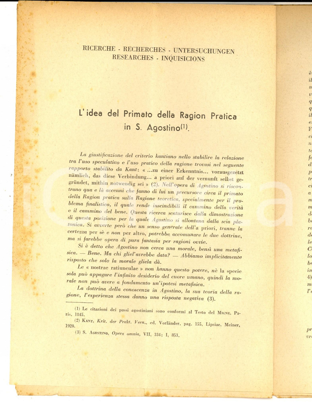 Libro, pubblicazione d epoca 1941 Michele GIORGIANTONIO Idea del primato della ragion pratica in S. Agostino 1