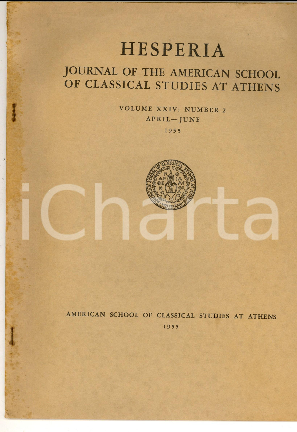 Libro, pubblicazione d epoca 1955 Karl LEHMANN Documents of the Samothracian language 10 pp. HESPERIA 1