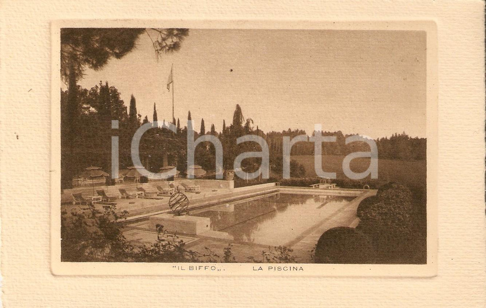 Cartolina originale da collezione 1940 ca MERATE  VILLA DEI CEDRI La piscina del BIFFO Cartolina 17x11 cm NV 1