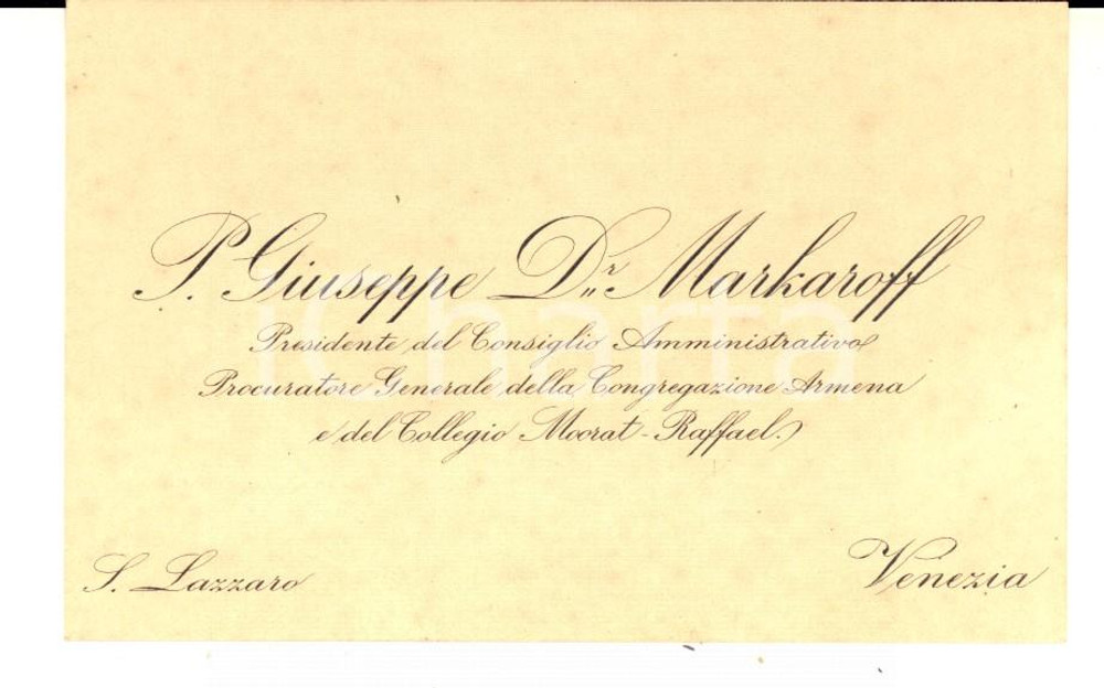 Autografo originale 1912 VENEZIA P. Giuseppe MARKAROFF Congregazione Armena Biglietto autografo 1