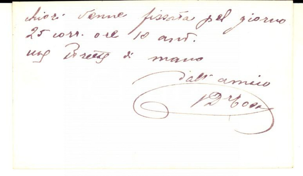 Autografo originale 1910 ca PADOVA Avvocato Vincenzo TOSO Biglietto da visita messaggio autografo 1