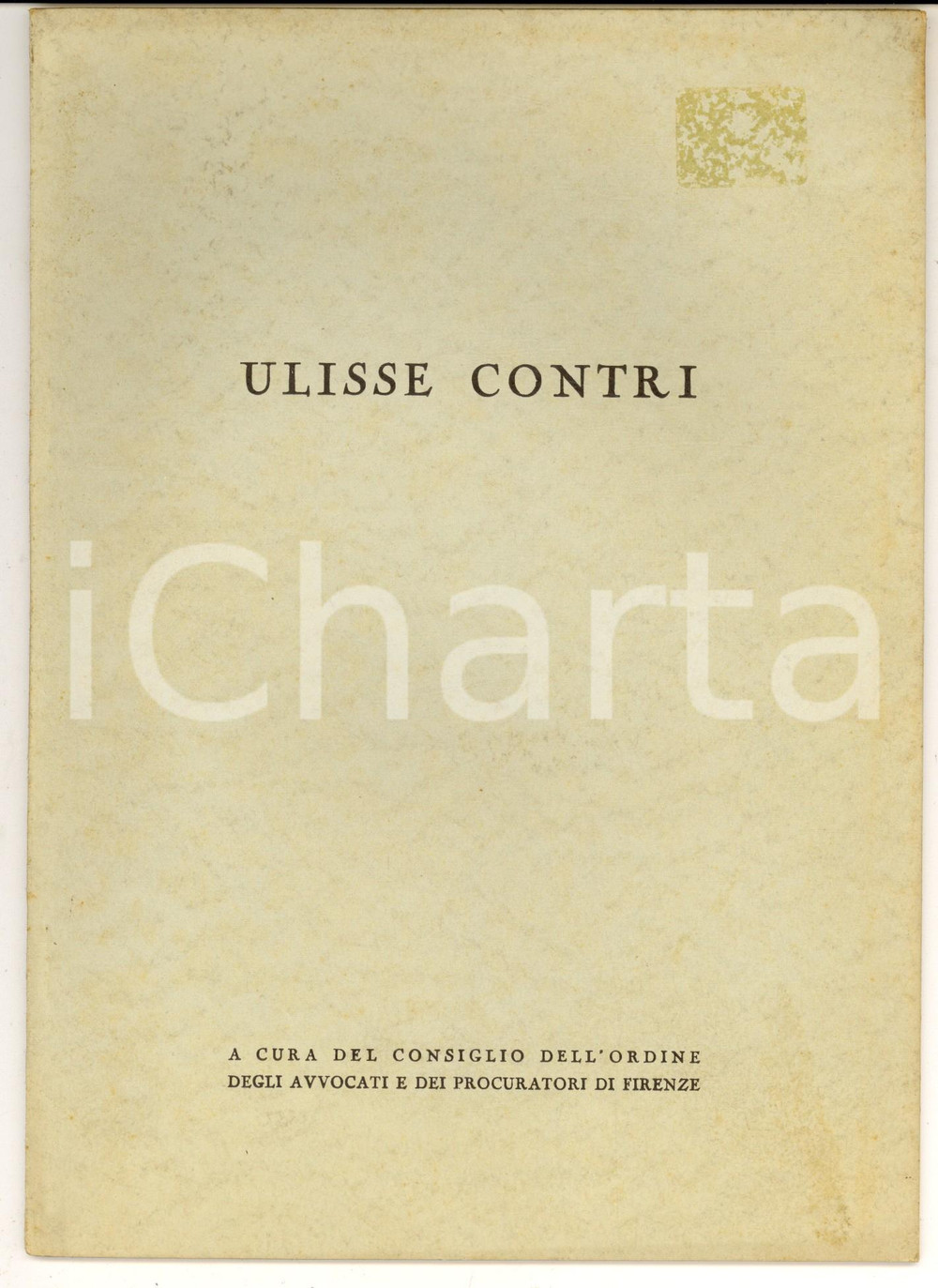 Libro, pubblicazione d epoca 1960 FIRENZE Ulisse CONTRI  Discorso avv. Enrico FINZI in Corte d Assise 1