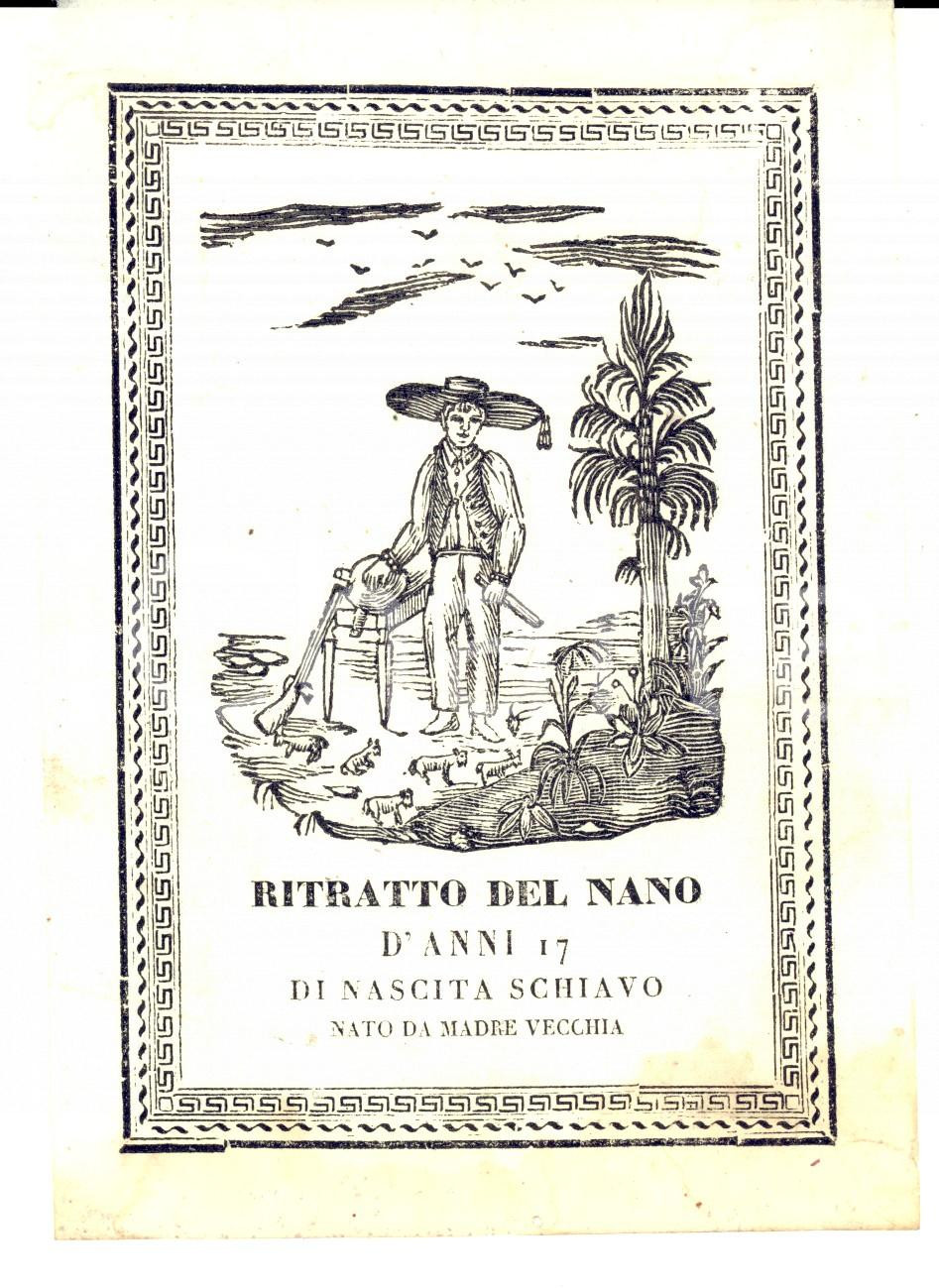 Stampa, bozzetto originale 1835 Europa, Chronik der gebildeten Welt  Nano anni 17 schiavo nato da vecchia 1