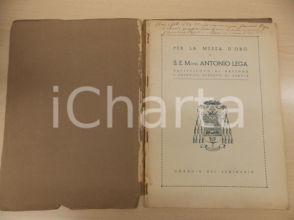 Libro, pubblicazione d epoca 1937 RAVENNA Nel giubileo sacerdotale di mons. Antonio LEGA AUTOGRAFO 36 pp. 1