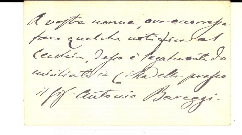 Oggetto da collezione cartaceo 1910 ca CITTADELLA Sindaco Luigi DAINESE  Biglietto da visita autografo 1