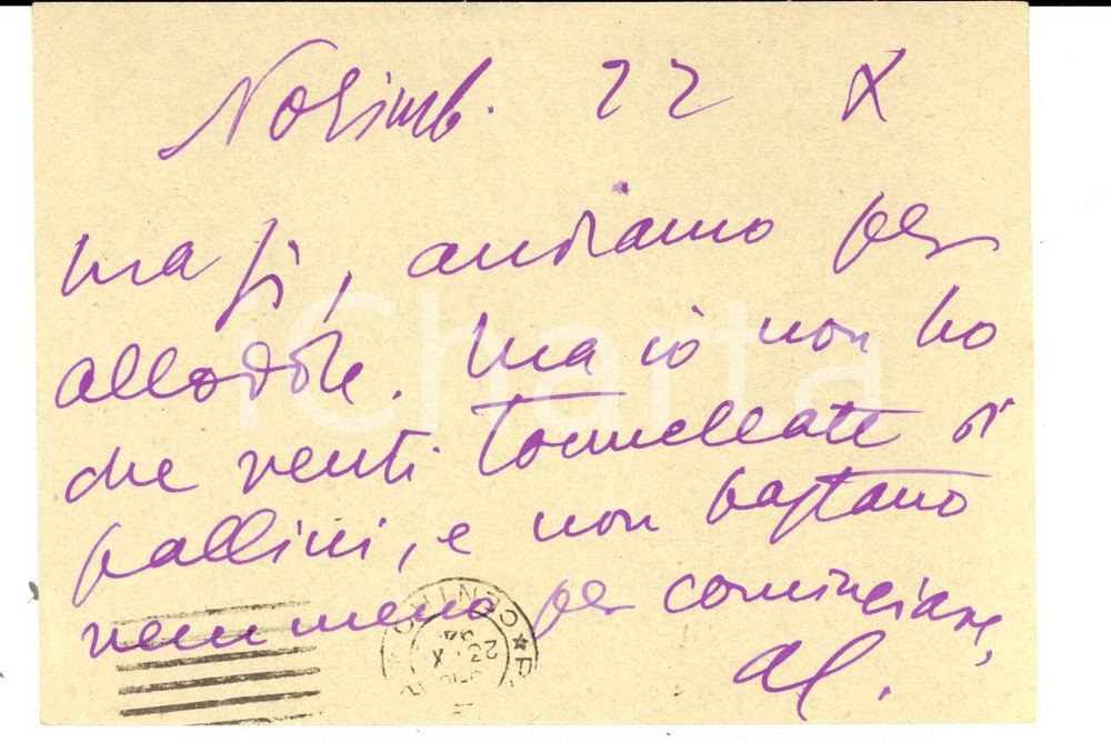 Autografo originale 1946 MILANO Andiamo per allodole con tonnellate di pallini  Aurelio CANDIAN 1