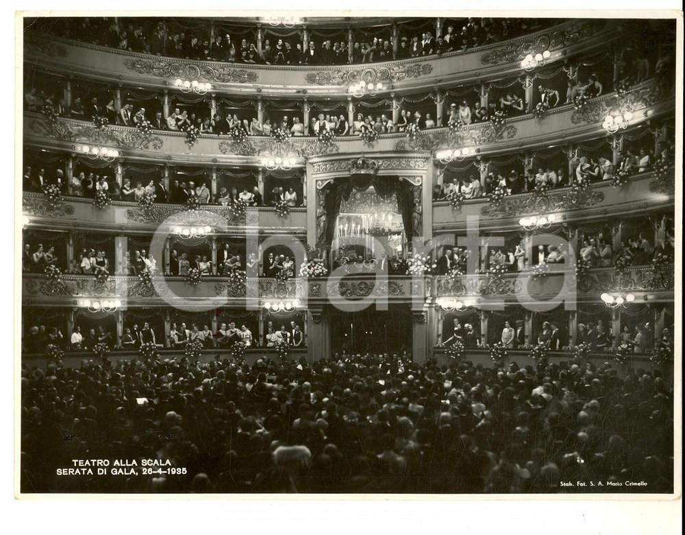 Fotografia d epoca originale Aprile 1935 MILANO TEATRO ALLA SCALA Una serata di gala Foto 24x18 cm 1