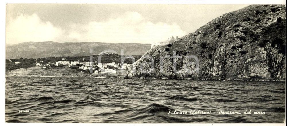 Cartolina originale da collezione 1960 ca PALINURO SA Panorama dal mare Cartolina panoramica 21x10 cm 1