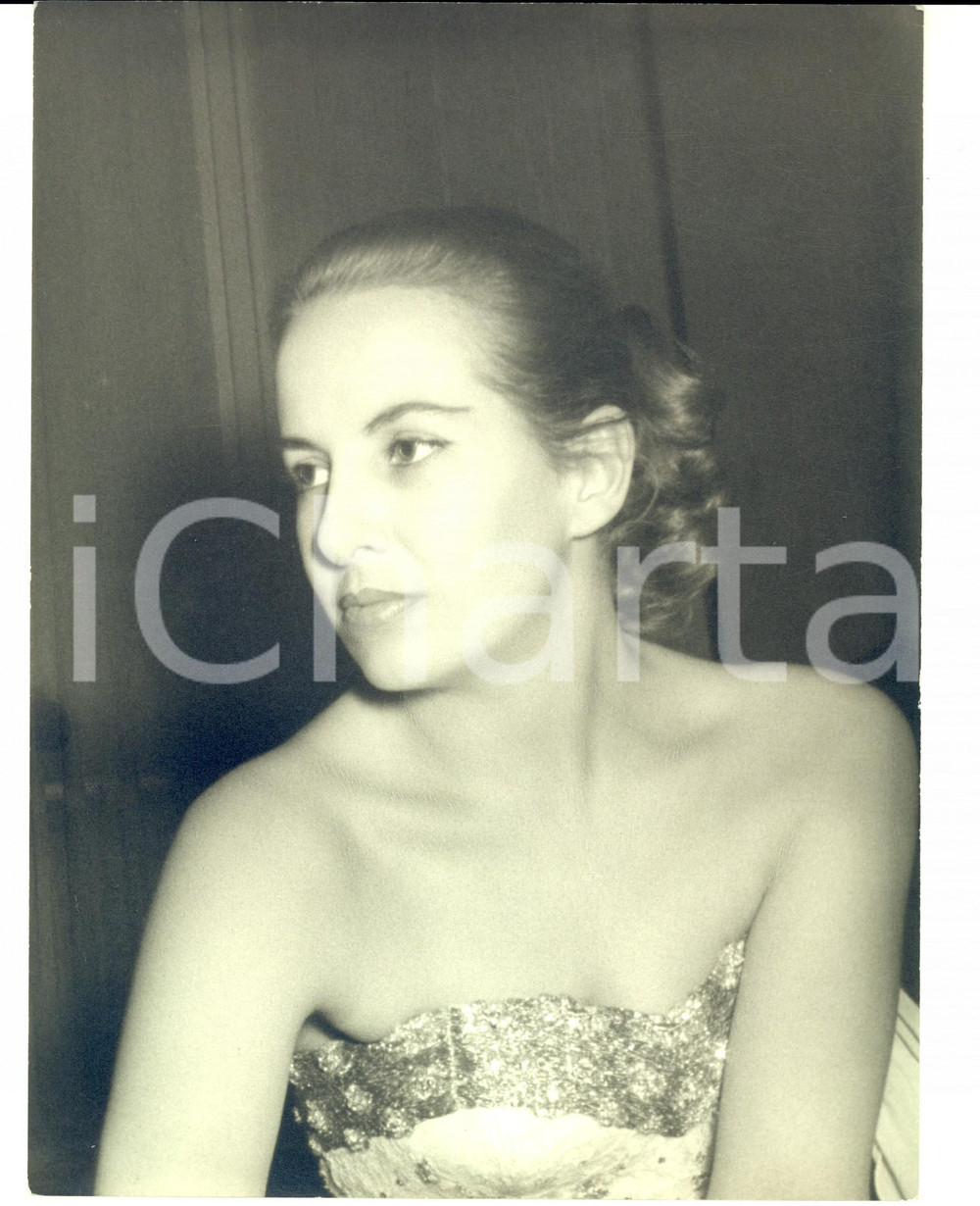 Fotografia d epoca originale 1950 ca MILANO Ritratto di nobildonna di profilo Foto VANCHERI 18x24 cm 1