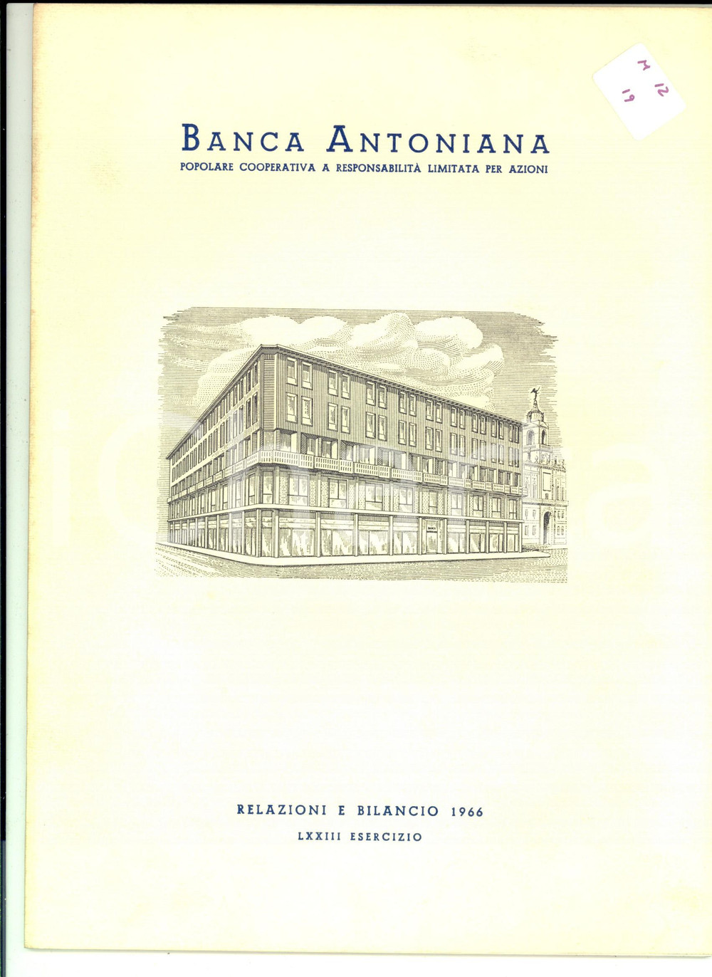 Libro, pubblicazione d epoca 1966 BANCA ANTONIANA di PADOVA E TRIESTE  Relazione e bilancio 50 pp. 1