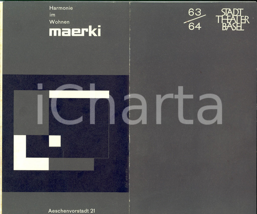 Materiale pubblicitario d’epoca 1964 BASEL STADTTHEATER Die vier Grobiane / I quattro rusteghi Programma 14 pp 1