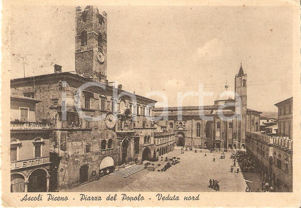 Cartolina originale da collezione 1953 ASCOLI PICENO Veduta nord di Piazza del Popolo Cartolina FG VG 1