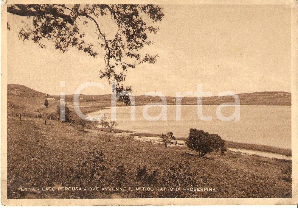 Cartolina originale da collezione 1932 ENNA Veduta del lago PERGUSA dove avvenne il Ratto delle Sabine Cartolina 1