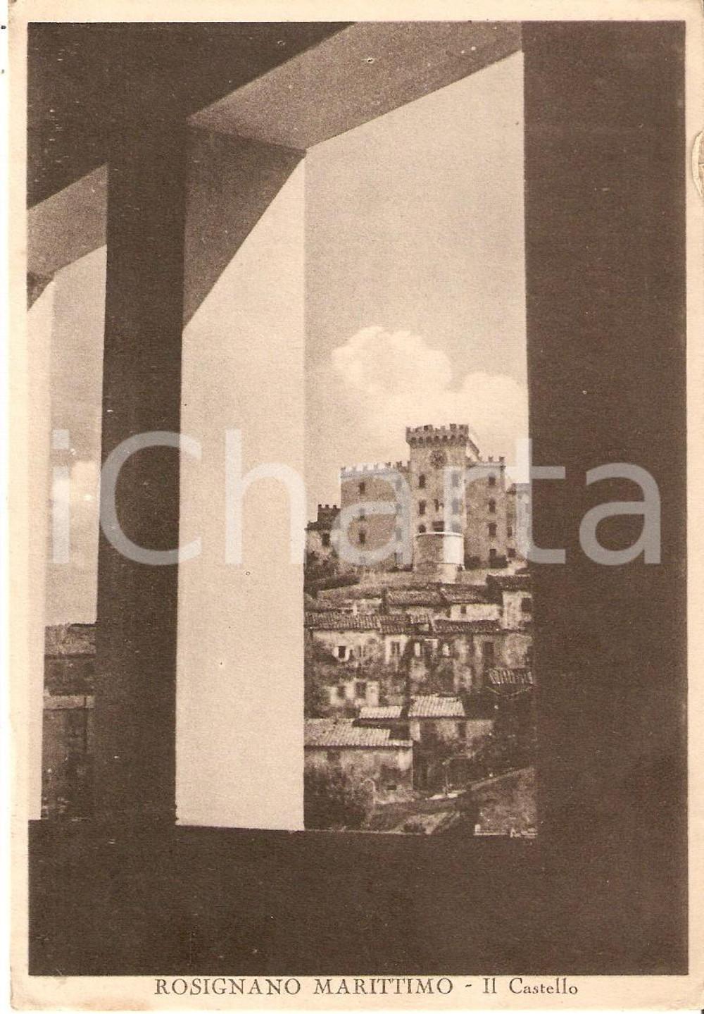 Cartolina originale da collezione 1942 ROSIGNANO MARITTIMO LI Scorcio del castello Cartolina FG VG 1