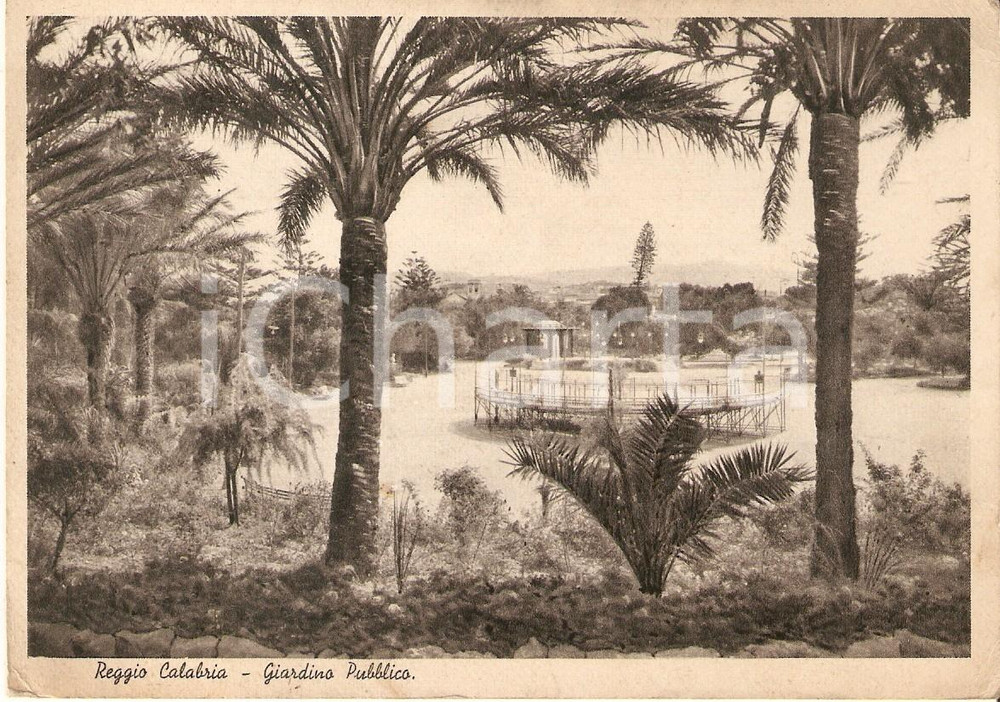 Cartolina originale da collezione 1943 REGGIO CALABRIA Panorama del giardino pubblico Cartolina FG VG 1