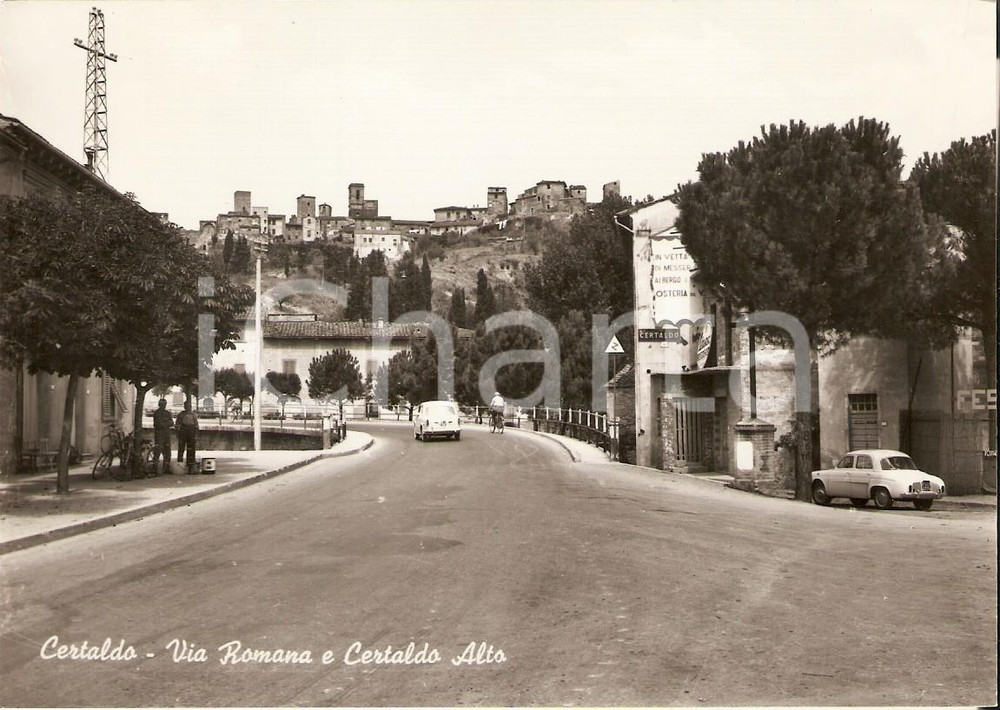 Cartolina originale da collezione 1955 ca CERTALDO FI Via Romana e Certaldo Alto  Panorama Cartolina FG VG 1