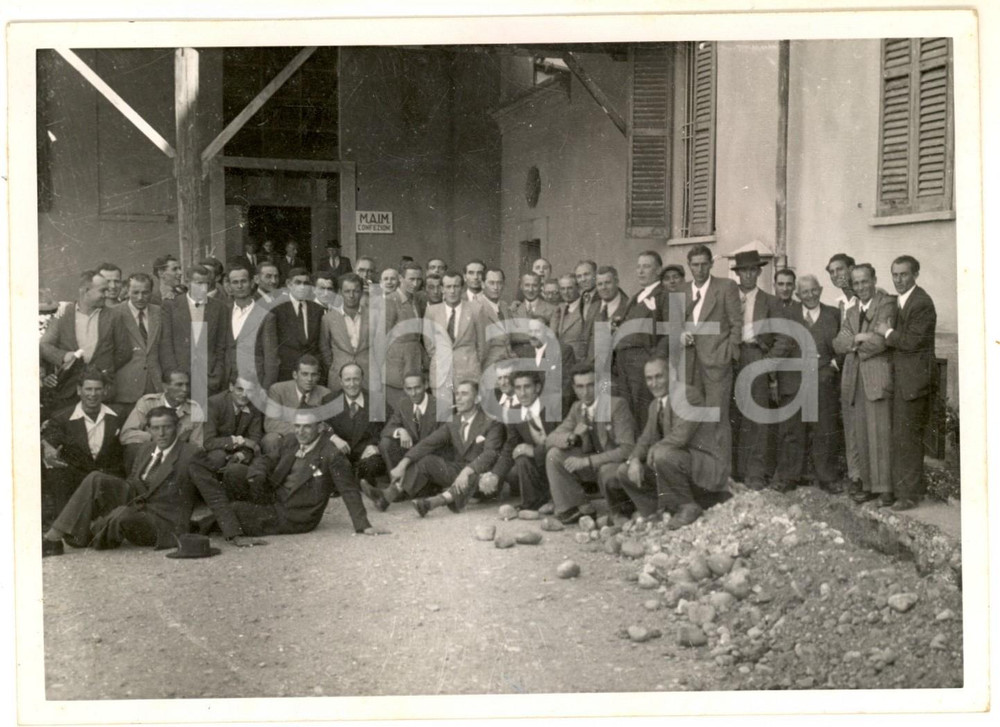 Fotografia d epoca originale 1945 CORNAREDO Confezioni MAIM  Raduno bocciofilo dipendenti Foto 18x13 cm 1