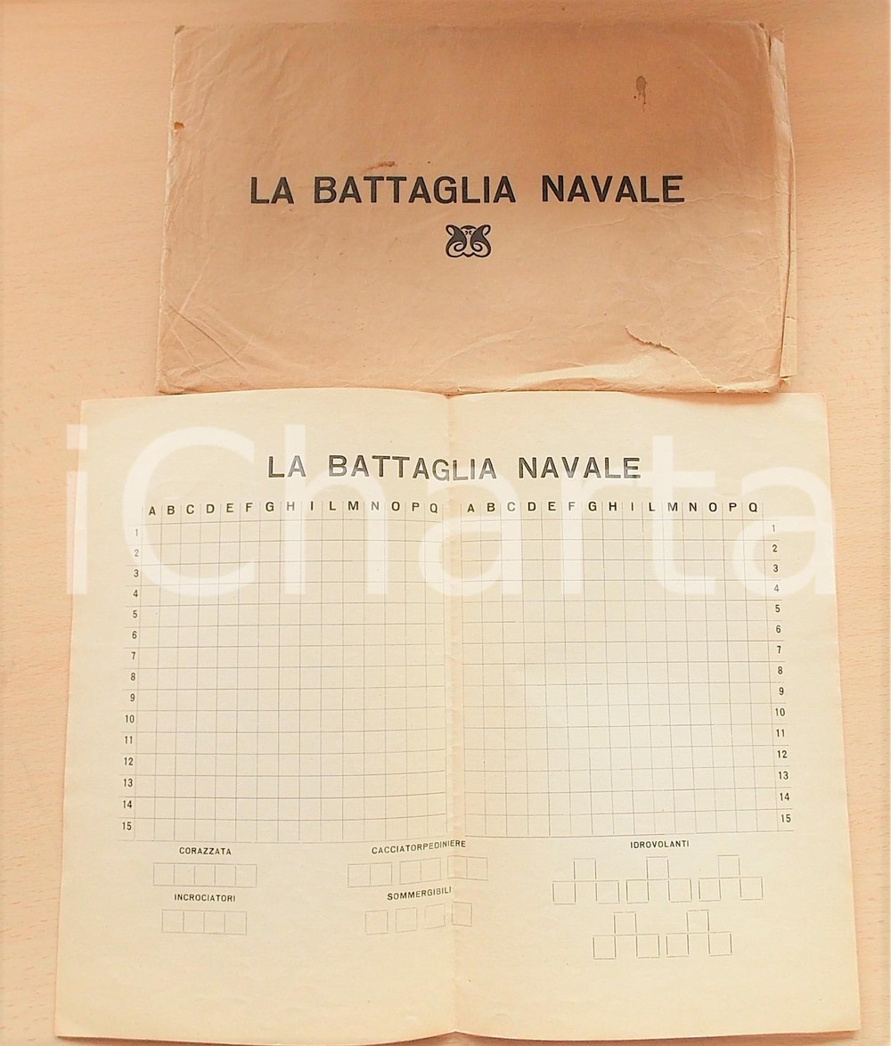 Oggetto da collezione cartaceo 1910 ca BATTAGLIA NAVALE Schemi e regolamento del gioco VINTAGE 1