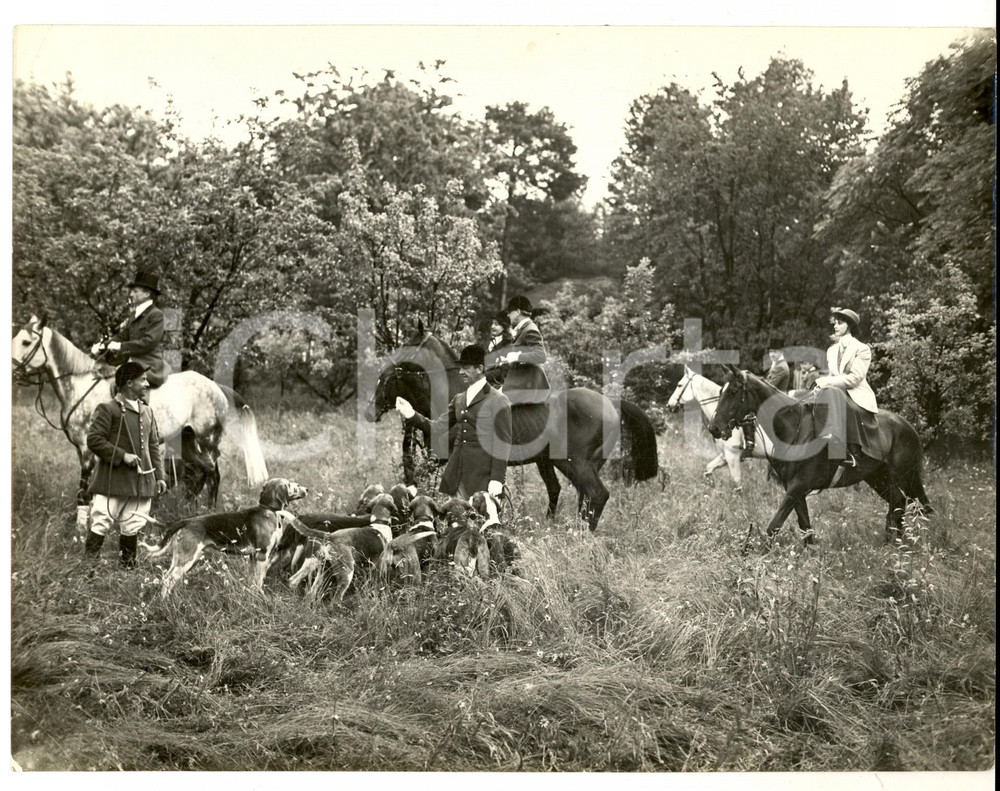 Fotografia d epoca originale 1960 ca AREA DI MILANO NobiltÃ  a una battuta di caccia Foto COSTUME 24x18 cm 1