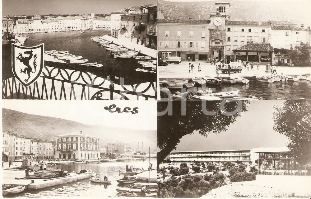 Cartolina originale da collezione 1966 CROAZIA Isola di CHERSO / CRES Vedutine del porto Cartolina FG VG 1