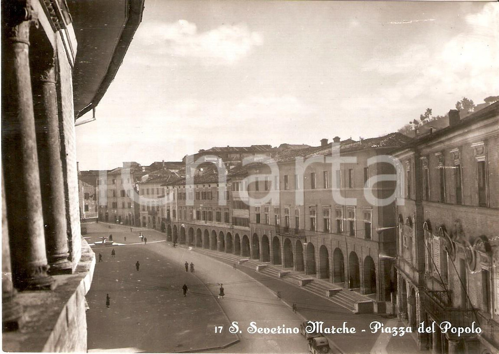 Cartolina originale da collezione 1955 SAN SEVERINO MARCHE MC Veduta aerea di Piazza del Popolo Cartolina FG NV 1