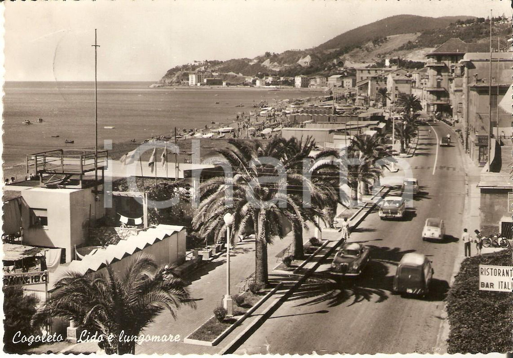 Cartolina originale da collezione 1960 COGOLETO GE Ristorante Italia e panorama del lungomare Cartolina FG VG 1
