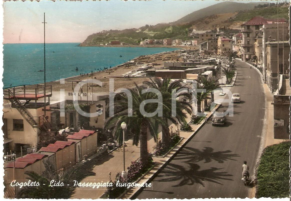 Cartolina originale da collezione 1959 COGOLETO Panorama del lungomare con stabilimenti balneari Cartolina FG NV 1