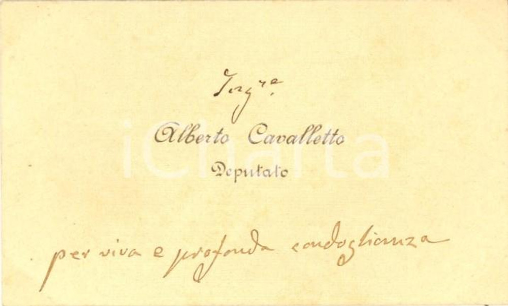 Autografo originale 1890 ca PADOVA Alberto CAVALLETTO Deputato  Biglietto da visita autografo 1