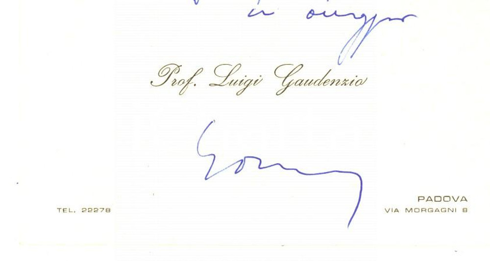 Oggetto da collezione cartaceo 1960 ca PADOVA Prof. Luigi GAUDENZIO  Biglietto da visita autografo 1