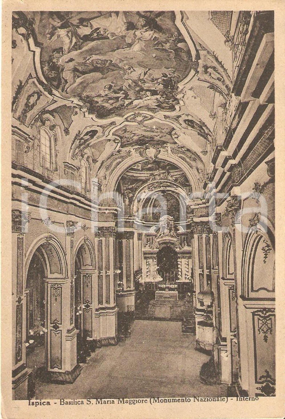 Cartolina originale da collezione 1935 ca ISPICA Interno della Basilica di Santa Maria Maggiore Cartolina FG NV 1
