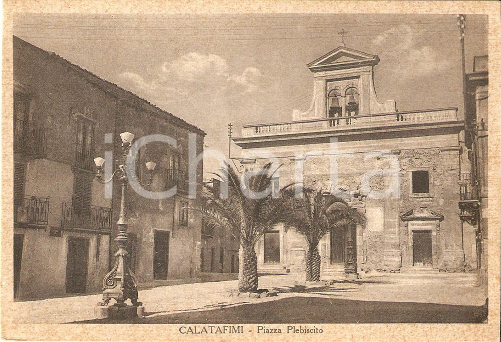Cartolina originale da collezione 1935 ca CALATAFIMI  SEGESTA TP Piazza Plebiscito  Panorama Cartolina FG NV 1