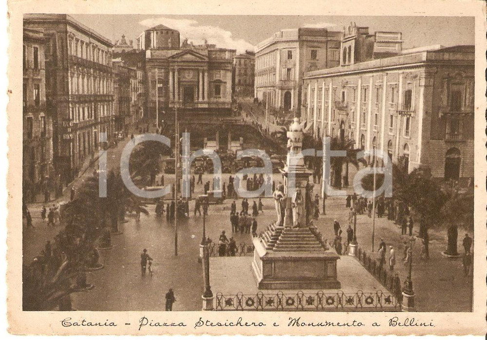 Cartolina originale da collezione 1935 ca CATANIA Piazza Stesicoro e monumento a Vincenzo BELLINI Cartolina FG NV 1