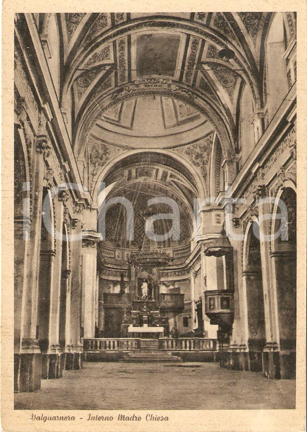 Cartolina originale da collezione 1950 ca VALGUARNERA CAROPEPE EN Interno della Madre Chiesa Cartolina FG NV 1