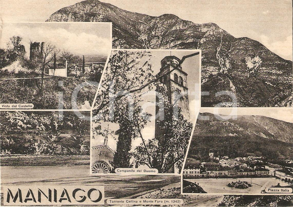 Cartolina originale da collezione 1968 MANIAGO PN Vedutine con torrente CELLINA e monte Fara Cartolina FG NV 1