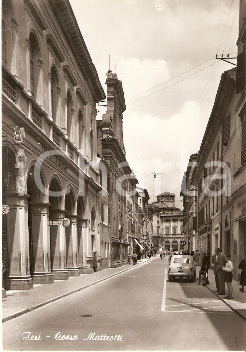 Cartolina originale da collezione 1955 ca JESI AN Ufficio postale in Corso Matteotti  Panorama Cartolina FG NV 1