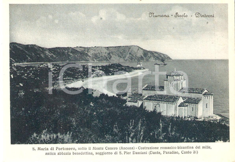 Cartolina originale da collezione 1955 ca NUMANA AN Chiesa di Santa Maria di Portonovo  Panorama Cartolina FG 1