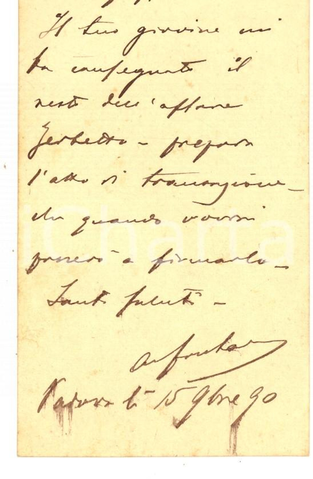 Autografo originale 1890 PADOVA Avv. Adolfo CARDIN FONTANA  Biglietto da visita autografo 1