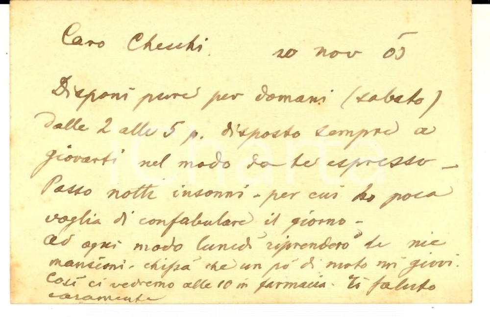 Oggetto da collezione cartaceo 1905 PADOVA Dott. Achille TIAN   Biglietto da visita con messaggio autografo 1