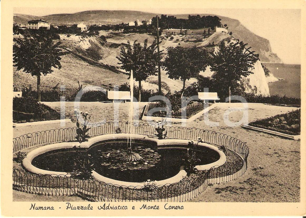 Cartolina originale da collezione 1955 ca NUMANA AN Piazzale Adriatico e Monte Conero  Panorama Cartolina FG NV 1
