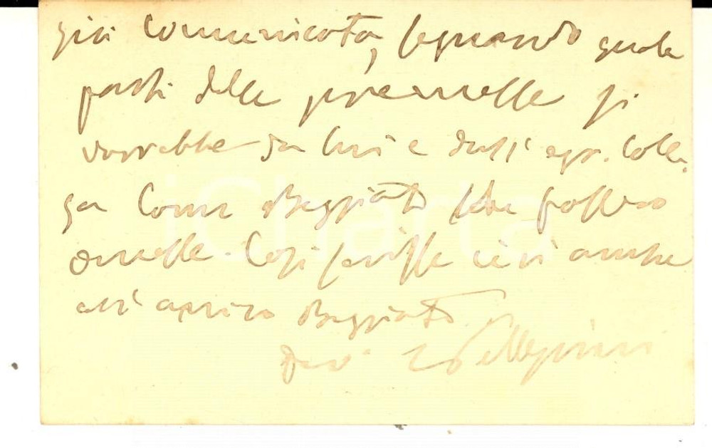 Oggetto da collezione cartaceo 1899 VENEZIA Avv. Clemente PELLEGRINI senatore del Regno  Biglietto AUTOGRAFO 1