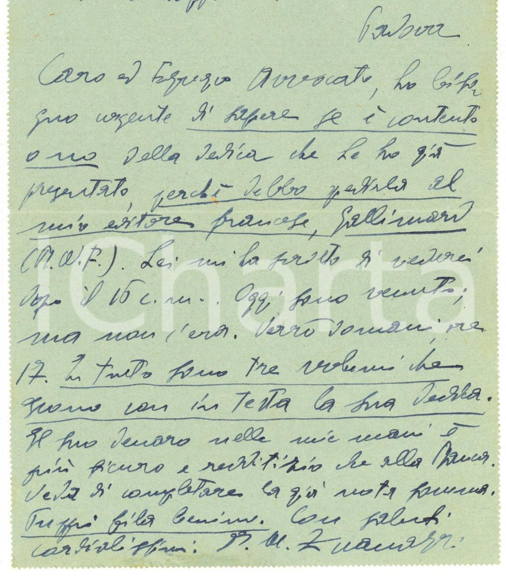 Manoscritto, lettera originale 1938 PADOVA Prof. Mario ZUANAZZI sul contenuto di una dedica Lettera autografa 1