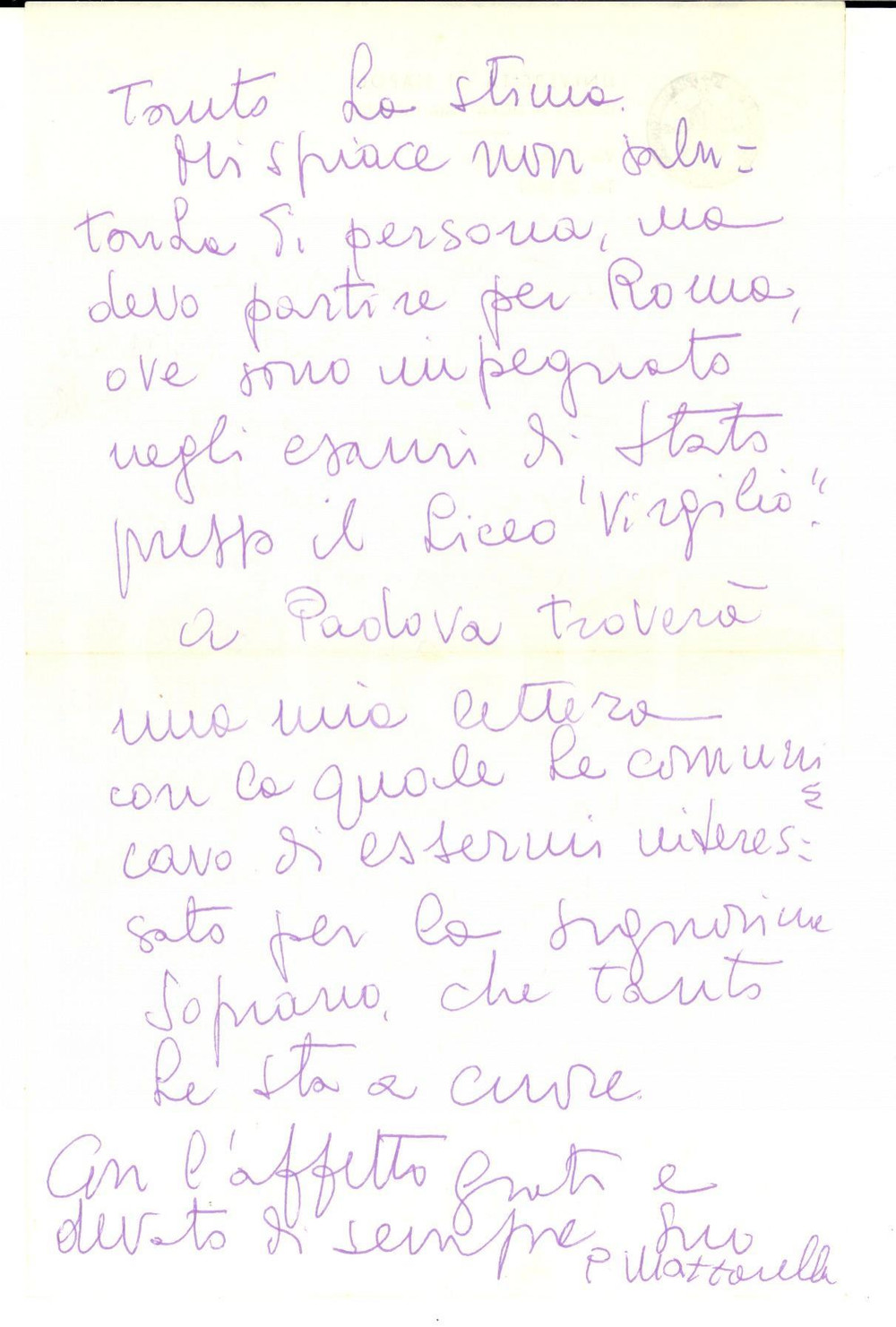 Autografo originale 1960 ca NAPOLI Pasquale MAZZARELLA invia volume a un collega Lettera AUTOGRAFA 1