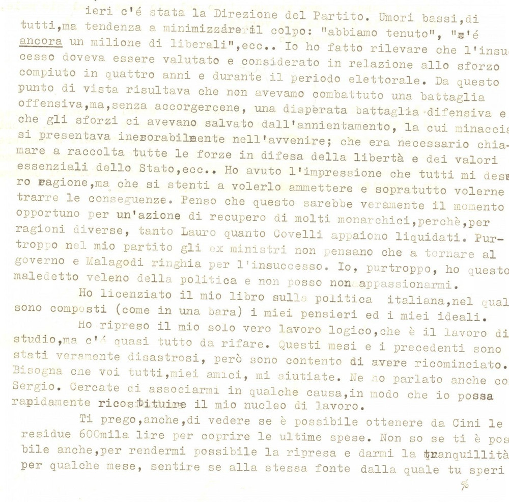 Autografo originale 1958 ROMA Pompeo BIONDI sogna il recupero del partito monarchico Autografo 1
