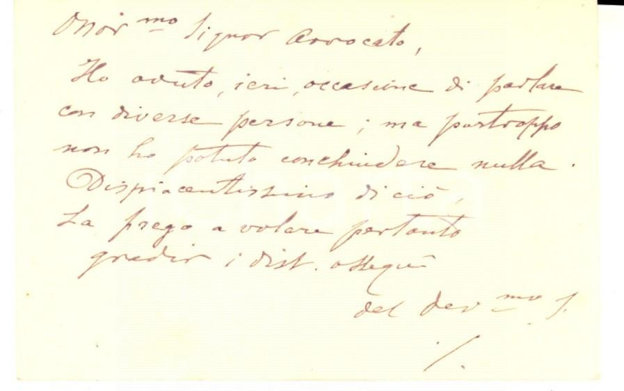 Oggetto da collezione cartaceo 1890 ca PADOVA Padre Vittore SOTTAZ rettore basilica  Biglietto autografo 1