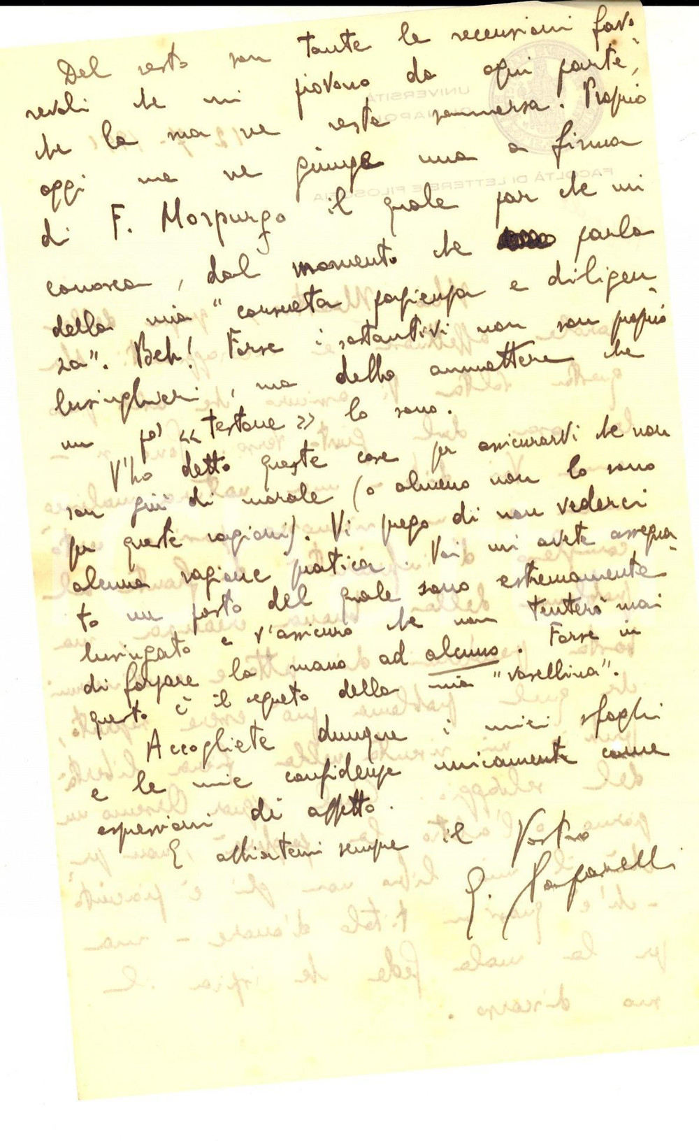 Autografo originale 1951 NAPOLI Gioacchino PAPARELLI contro chi critica la sua opera Autografo 1