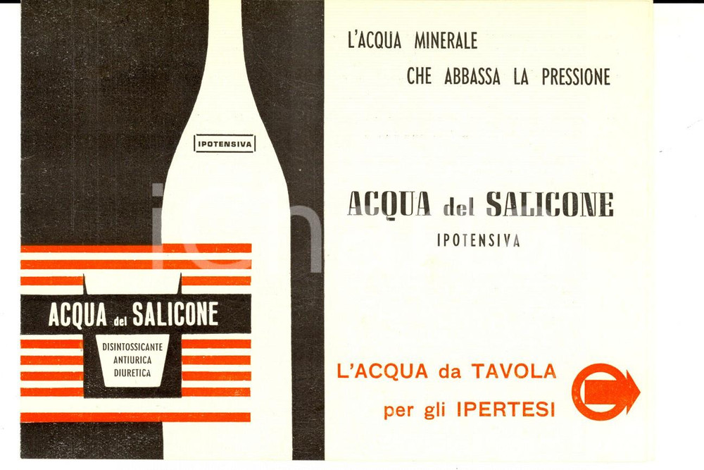 Materiale pubblicitario d’epoca 1955 MILANO Acqua del SALICONE ipotensiva  Pieghevole pubblicitario VINTAGE 1