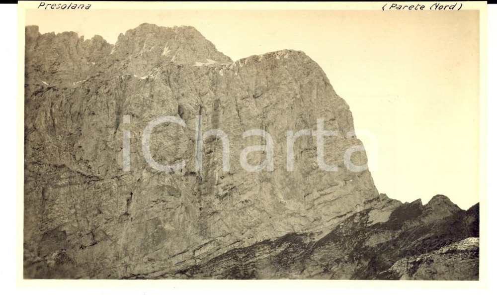 Fotografia d epoca originale 1917 Massiccio della PRESOLANA  Veduta della Parete Nord Foto 13x8 1