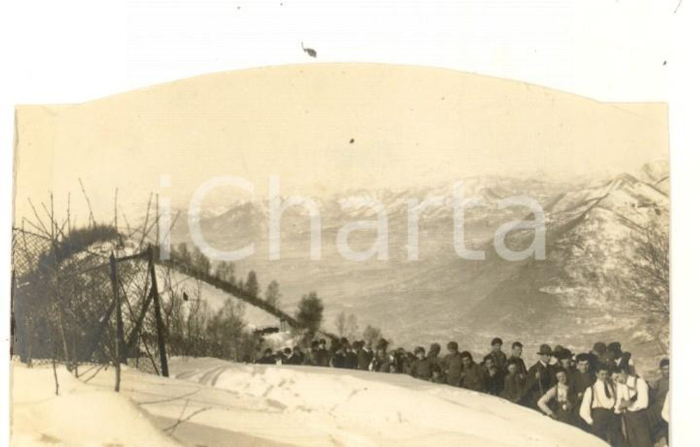 Fotografia d epoca originale 1917 MONTE BOLETTO Giovani escursionisti nella neve  Foto VINTAGE 9x6 cm 1